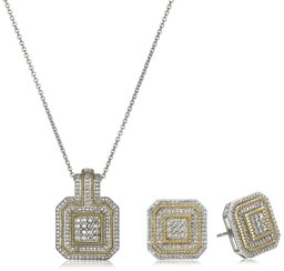 [Find] Amazon Collection Yellow Plated Over Sterling Silver with White Diamond – Accent Box Jewelry Set