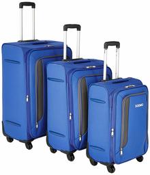 Amazon Brand - Solimo Blue Softsided Suitcase Set with Wheels, 78 cm + 68cm + 58cm