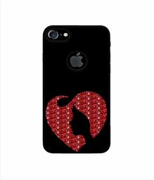 Amazon Brand - Solimo Designer Heart Shape Lady with Glitter 3D Printed Hard Back Case Mobile Cover for Apple iPhone 7 (with Logo Cut)