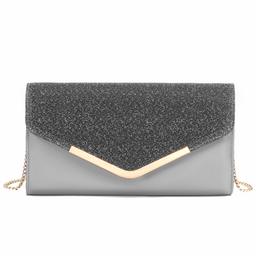 WindTook Evening Bags for Women,Envolope Evening Purses and Handbags,Clutch Crossbody bags,Wedding Party Shoulder Bags Silvery Grey