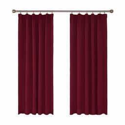 UMI. by Amazon Rideaux Occultants Rideau avec Galon Fronceur Isolant Thermique et Phonique pour Chambre Decoration 2 Pièces 168x183cm Rouge