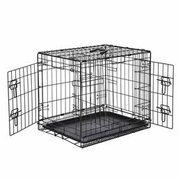 AmazonBasics Double-Door Folding Metal Dog or Pet Crate Kennel with Tray, 24 x 18 x 20 Inches