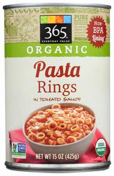 365 Everyday Value, Organic Pasta Rings in Tomato Sauce, 15 oz