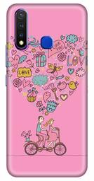 Amazon Brand - Solimo Designer Happy Love Pink Pattern 3D Printed Hard Back Case Mobile Cover for Vivo Y19 / Vivo U20