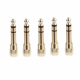 Amazonbasics Gold Plated 6.35mm 1/4 Male to 3.5mm 1/8 Female Stereo Headphone Adapter - 5-Pack