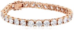 Rose Gold Plated Sterling Silver Tennis Bracelet set with Round Cut Swarovski Zirconia, 7.25