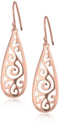 Rose Gold Over Sterling Silver Filigree Tear Drop Earrings