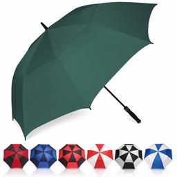 Eono by Amazon - Golf Umbrella 68 Inch Large Oversize Double Canopy Vented Windproof Waterproof Automatic Open Stick Umbrellas for Men and Women Green