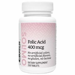Amazon Brand - Solimo Folic Acid 400 mcg, 250 Tablets, More Than Eight Month Supply