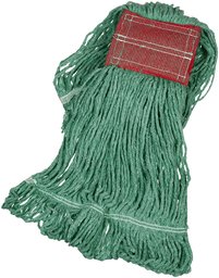 AmazonBasics Loop-End Synthetic Mop Head, 5-Inch Headband, Medium, Green - 6-Pack