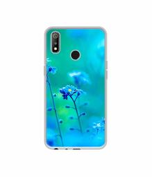 Amazon Brand - Solimo Designer Blue Flower UV Printed Soft Back Case Mobile Cover for Realme 3 / Realme 3i