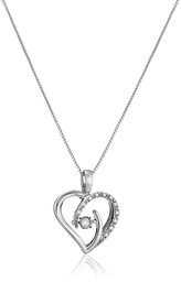 Dancing Diamond Sterling Silver Heart Pendant Necklace (1/10cttw, J-K Color, I2-I3 Clarity), 18