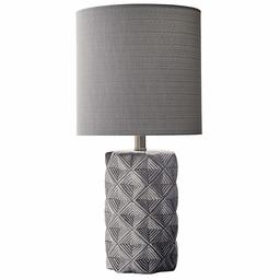 Rivet Modern Ceramic Table Lamp with Geometric-Patterned Base, 22.75