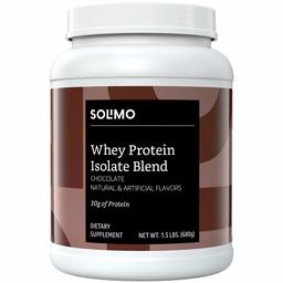 Amazon Brand - Solimo Whey Protein Isolate Blend, Chocolate, 1.5 Pound (18 Servings)