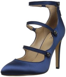 The Fix Womens Maya Pointed-Toe Military-Inspired Strap Pump with Jewel Buttons Pump