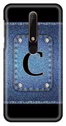 Amazon Brand - Solimo Designer Button Jeans Alphabet-C 3D Printed Hard Back Case Mobile Cover for Nokia 6 (2018)