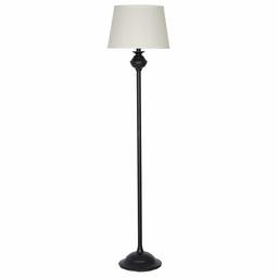 Ravenna Home Metal Living Room Standing Floor Lamp With LED Light Bulb - 59.25 Inches, Matte Black With Beige Shade