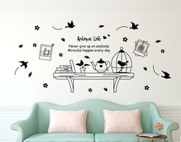 Amazon Brand - Solimo Wall Sticker for Living Room (Wall Shelf , ideal size on wall , 175 cm X 150 cm)