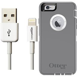 Otterbox Defender Series Case for iPhone 6/6s and AmazonBasics Lightning Cable (6-Feet) Pack