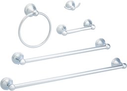 AmazonBasics Lot de 5 accessoires de salle de bain Moderne - Chrome