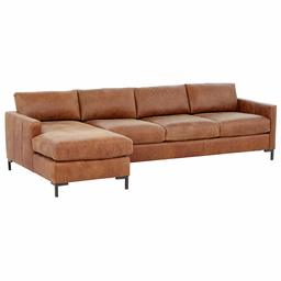 Amazon Brand – Rivet Edgewest Modern Left-Facing Sofa Chaise Sectional, Leather, 115