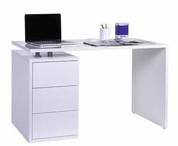 Marque Amazon - Movian Bureau à 3 tiroirs, 120 x 74 x 60 cm, Blanc brillant