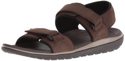 206 Collective Amazon Brand Men's Greenlake Double Band Velcro Sandal, Chocolate Brown Gray Canvas/Nubuck, 7 D US