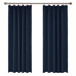 UMI. by Amazon - Cortinas Modernas Salon Opacas Dormitorio Modernos para Ventana Dormitorio con Bolsillo Fruncido 2 Piezas 140 x 175 cm Azul Marino