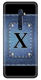 Amazon Brand - Solimo Designer Button Jeans Alphabet-X 3D Printed Hard Back Case Mobile Cover for Oppo Reno 2