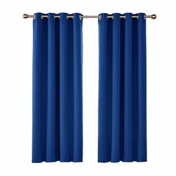 UMI by Amazon Eyelet Blackout Curtains Thermal Insulated Energy Saving Curtains for Bedroom 66 x 54 Inch Royal Blue Two Panels