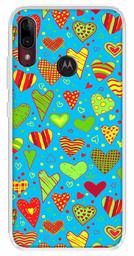 Amazon Brand - Solimo Designer Multicolor Heart Clip Art Blue Pattern Design Printed Soft Back Case Mobile Cover for Motorola Moto E6s / Motorola Moto E6 Plus