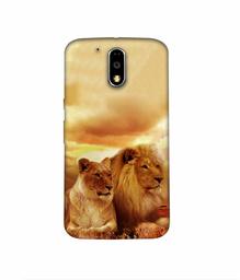 Amazon Brand - Solimo Designer Lion with Lioness 3D Printed Hard Back Case Mobile Cover for Motorola Moto G4 Plus