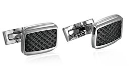 Men's Stainless Steel and Enamel Cuff Links