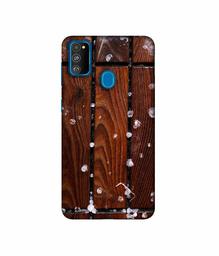 Amazon Brand - Solimo Designer Wood with Snow 3D Printed Hard Back Case Mobile Cover for Samsung Galaxy M21 / M30s