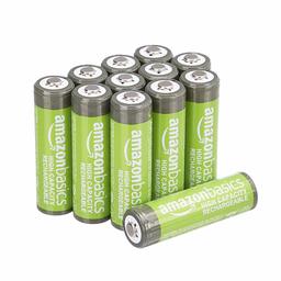 AmazonBasics - Batterie AA ricaricabili, ad alta capacità, 2400 mAh (confezione da 12), pre-caricate