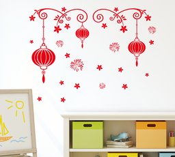 Amazon Brand - Solimo Wall Sticker for Living Room (Lantern Festival, Ideal Size on Wall: 150 x 115 cm)