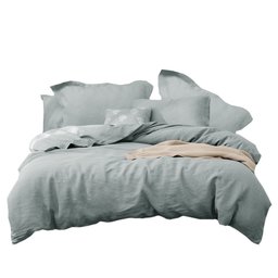 Umi. Bettwäsche-Set aus 100% Leinen, grün, Einzelbett