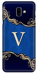 Amazon Brand - Solimo Designer Blue Pattern Alphabet-V 3D Printed Hard Back Case Mobile Cover for Samsung Galaxy A6 Plus