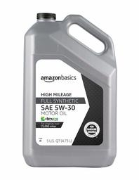 AmazonBasics High Mileage Motor Oil - Full Synthetic (SN Plus, dexos1-Gen2) - 5W-30 - 5 Quart - AMDH533Q (Renewed)