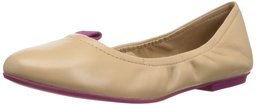 The Fix Amazon Brand Women's Sloan Tab Elasticated Ballet Flat, Camel/Fuchsia, 6.5 B US