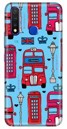 Amazon Brand - Solimo Designer Bus Blue Pattern 3D Printed Hard Back Case Mobile Cover for Vivo Y19 / Vivo U20