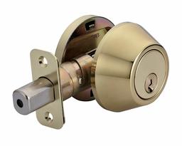 AmazonBasics Deadbolt - Single Cylinder - Polished Brass