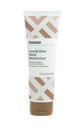 Amazon Brand - Solimo Lovely Glow Daily Moisturizer for Medium to Tan Skin Tones, Dermatologist Tested, 7.5 Fluid Ounce