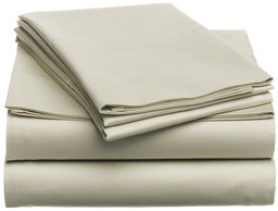 Pinzon Hemstitch 400-Thread-Count Egyptian Cotton Sateen Twin Sheet Set, Sand