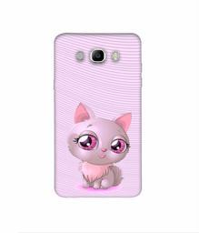 Amazon Brand - Solimo Designer Cute Pink Cat 3D Printed Hard Back Case Mobile Cover for Samsung Galaxy J7 (2016)