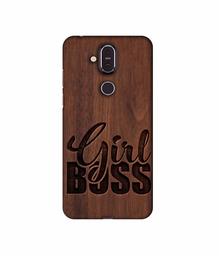 Amazon Brand - Solimo Designer Girl Boss On Wood 3D Printed Hard Back Case Mobile Cover for Nokia 8.1