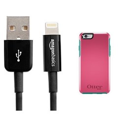 Otterbox Symmetry Series iPhone 6/6s Case and AmazonBasics Lightning Cable (6-Feet) Pack