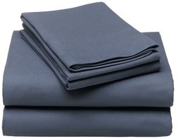 Pinzon Signature 190-Gram Cotton Velvet Flannel King Sheet Set, Nightshadow Blue