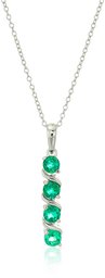 Sterling Silver 4 Stone Genuine or Simulated Gemstone Pendant Necklace 46cm