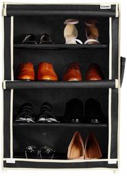 Amazon Brand - Solimo Shoe Rack, 4 Racks, Black